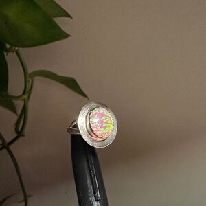 Vintage Navajo artist Tom Taylor Sterling Silver Opal Ring